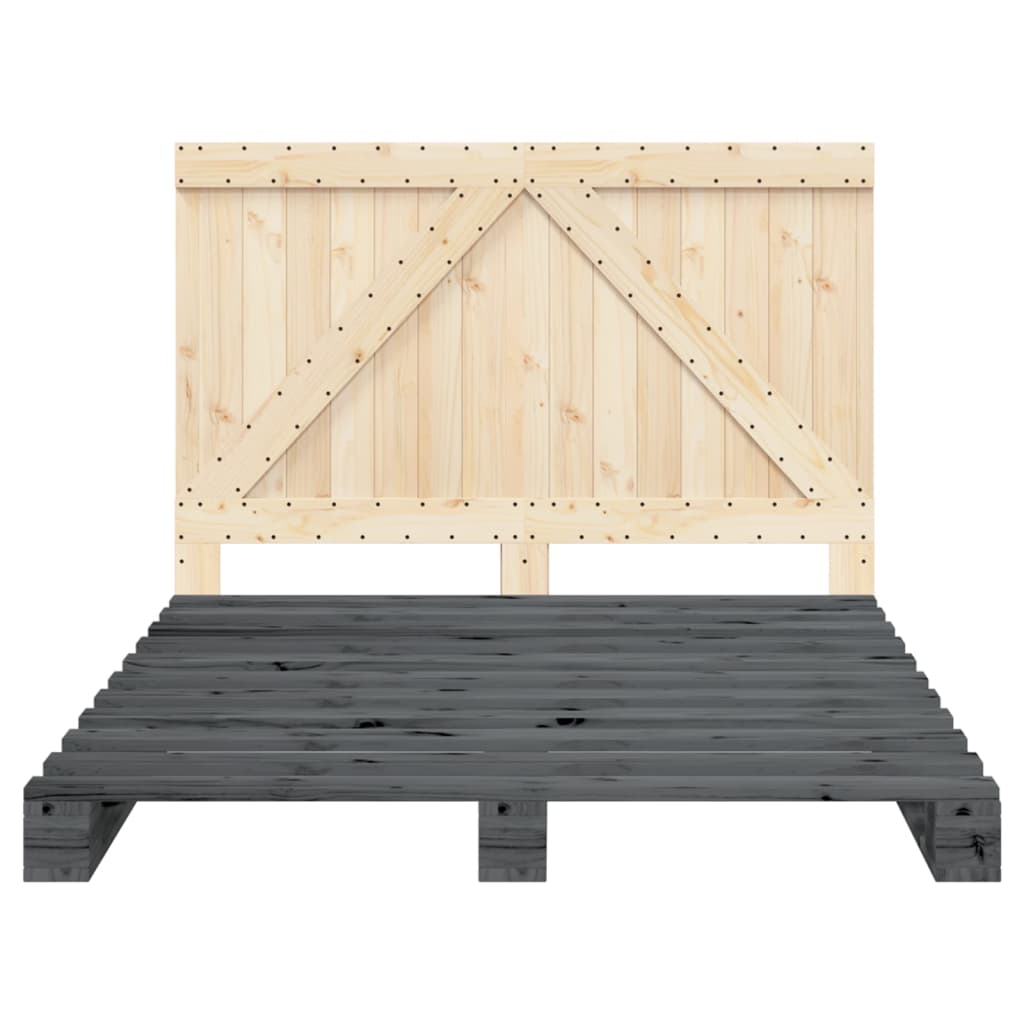 Bed Frame without Mattress  Grey 140x200 cm Solid Wood Pine