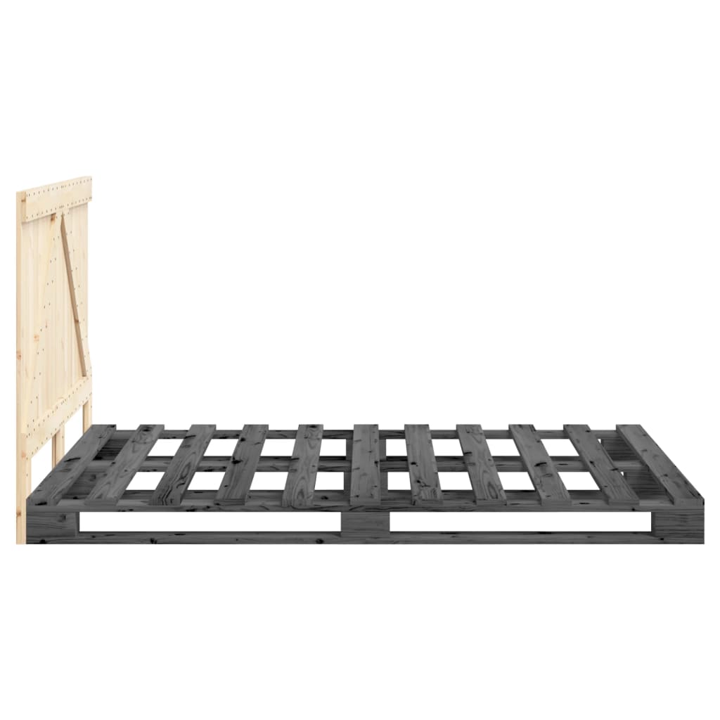 Bed Frame without Mattress  Grey 140x200 cm Solid Wood Pine