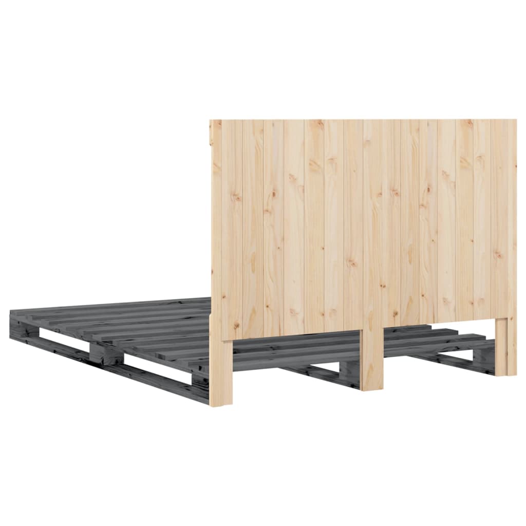 Bed Frame without Mattress  Grey 140x200 cm Solid Wood Pine