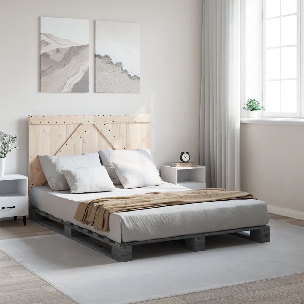Bed Frame without Mattress  Grey 140x200 cm Solid Wood Pine