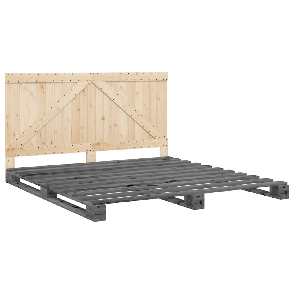 Bed Frame without Mattress  Grey 200x200 cm Solid Wood Pine