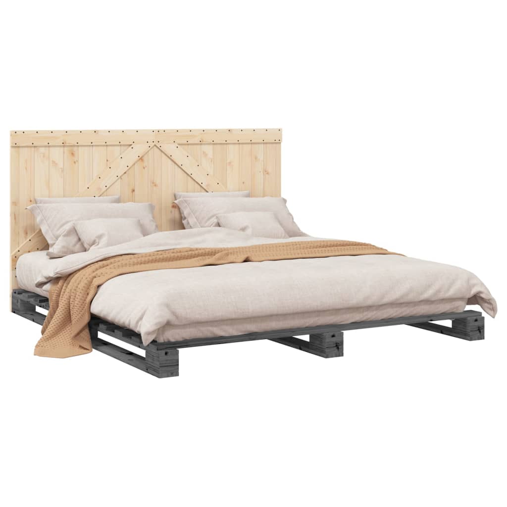 Bed Frame without Mattress  Grey 200x200 cm Solid Wood Pine