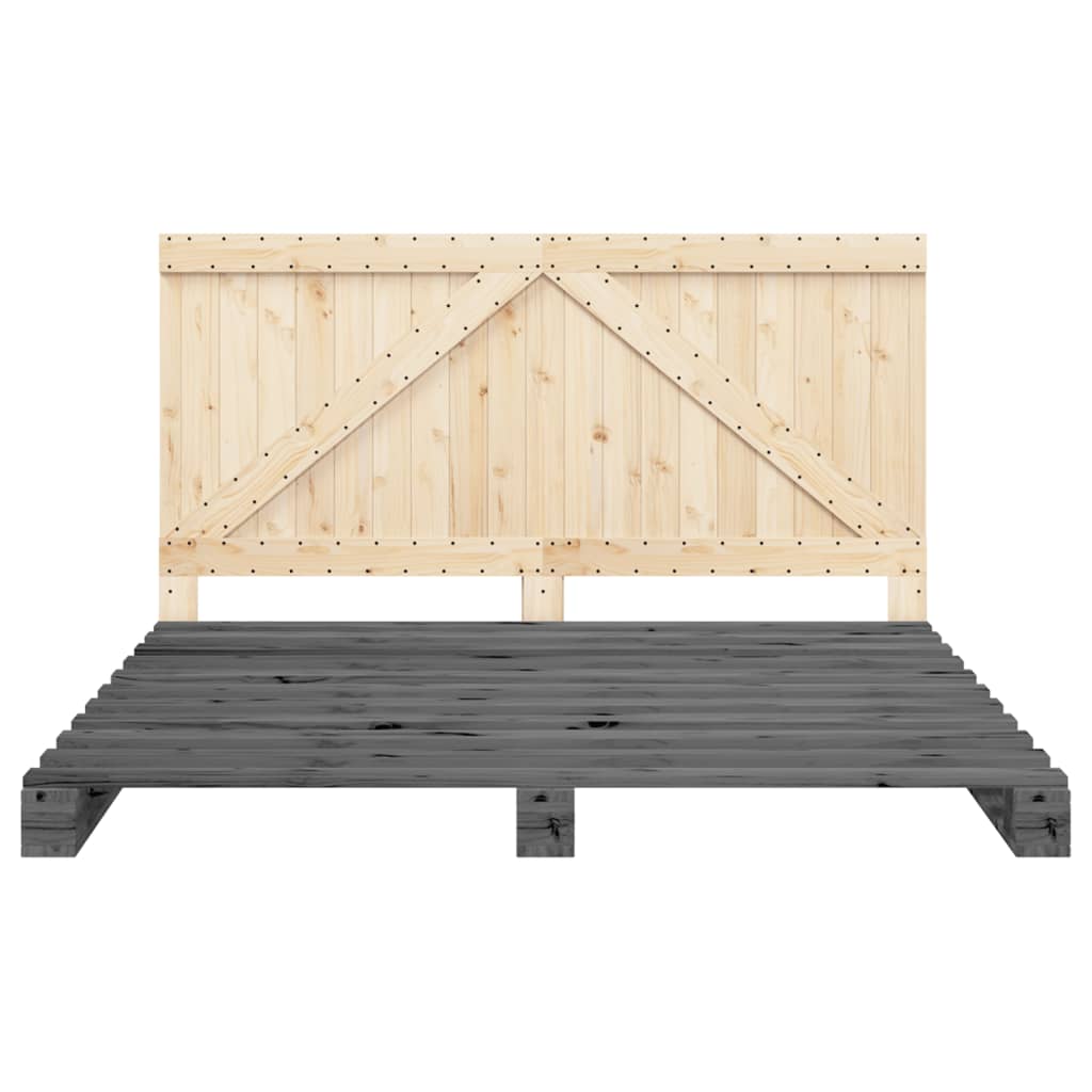 Bed Frame without Mattress  Grey 200x200 cm Solid Wood Pine