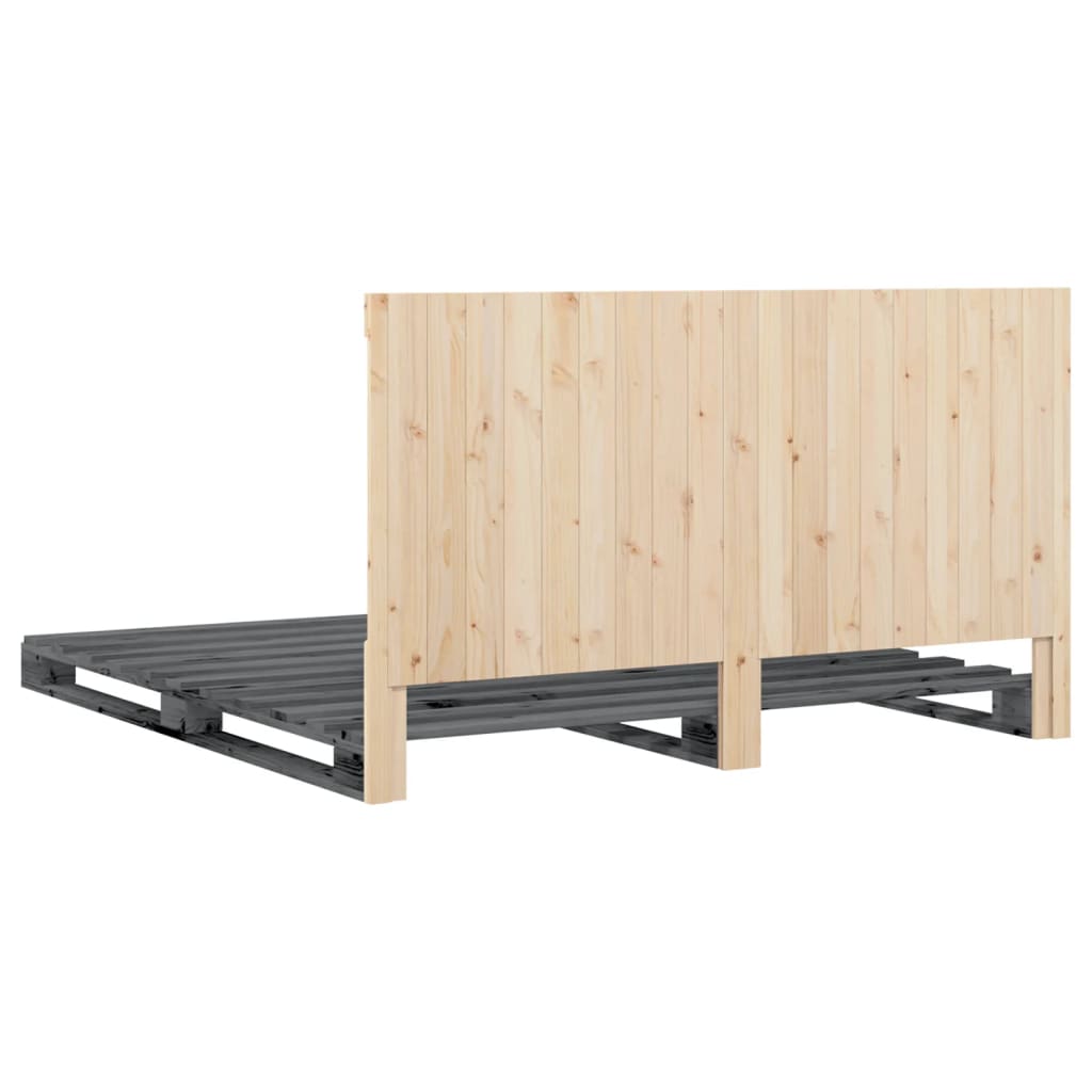 Bed Frame without Mattress  Grey 200x200 cm Solid Wood Pine
