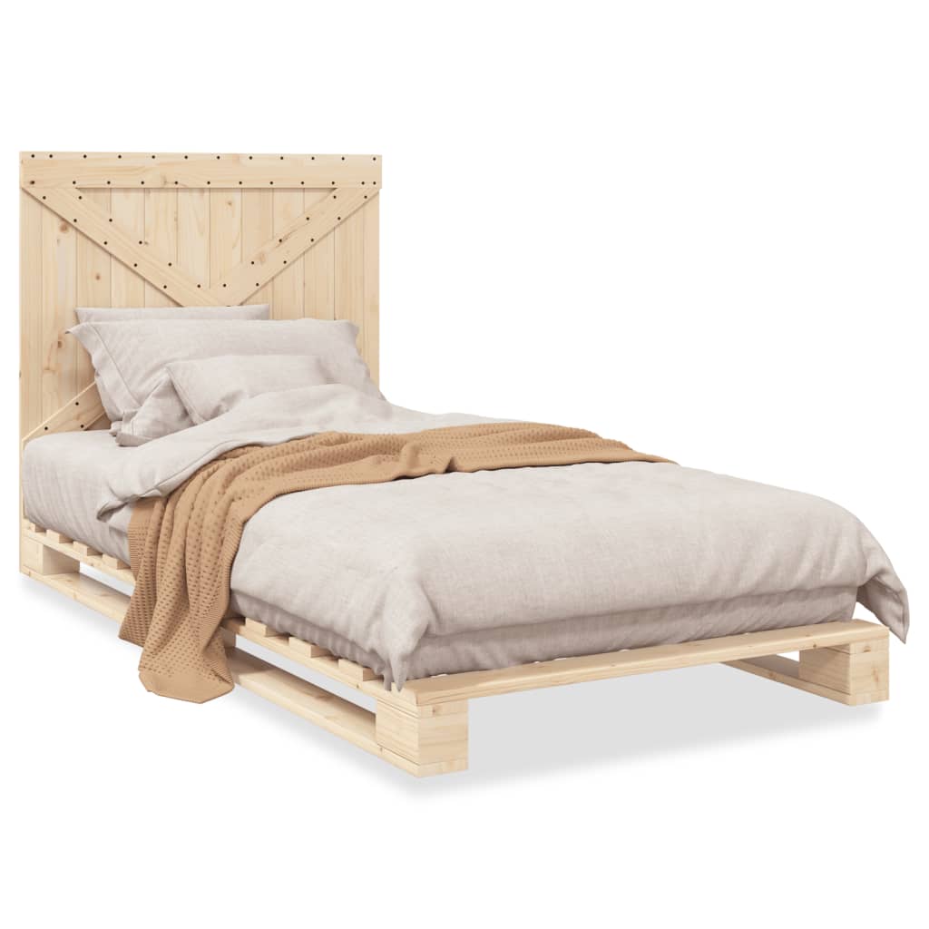 Bed Frame without Mattress with Headboard 100x200 cm Solid Wood