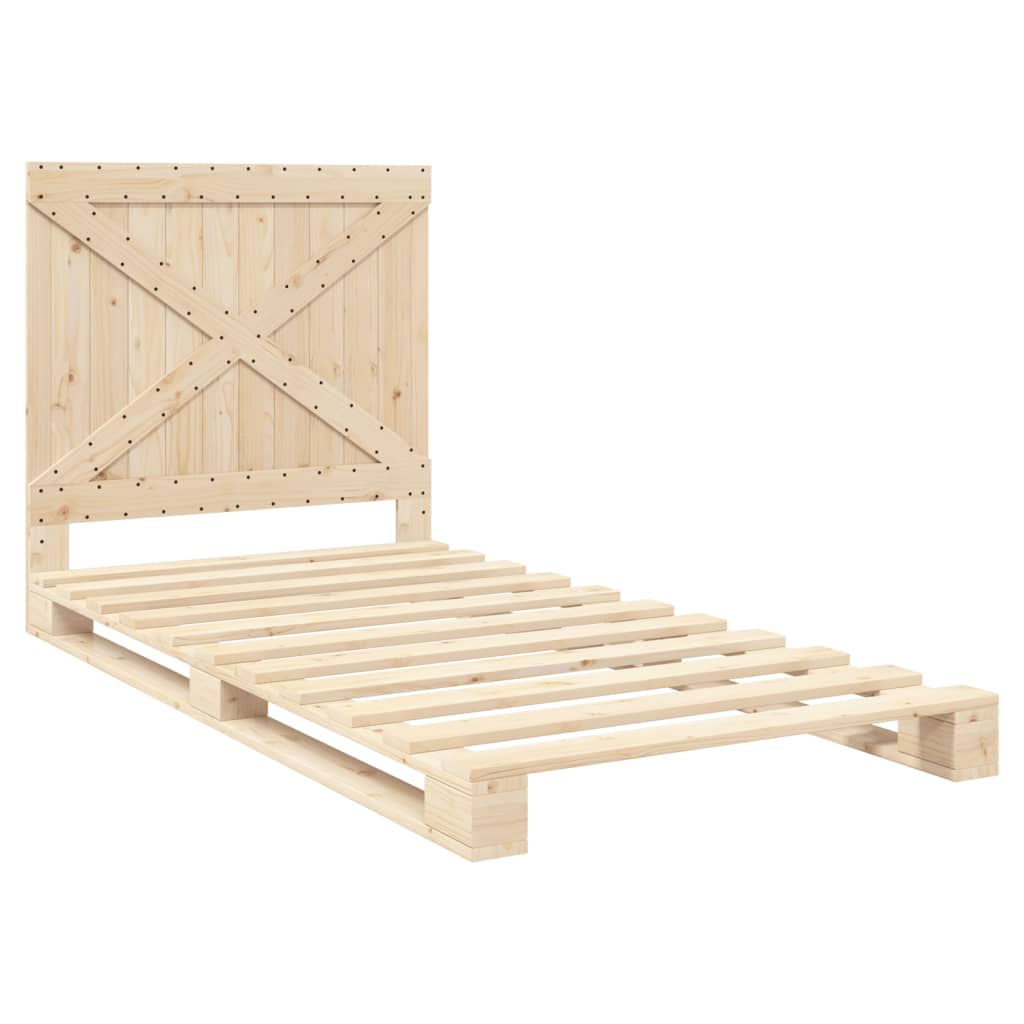 Bed Frame without Mattress with Headboard 100x200 cm Solid Wood