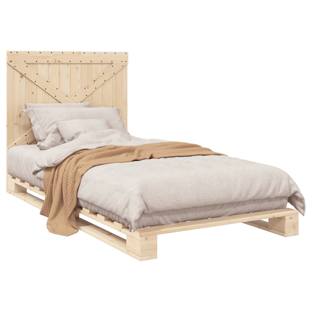Bed Frame without Mattress with Headboard 100x200 cm Solid Wood