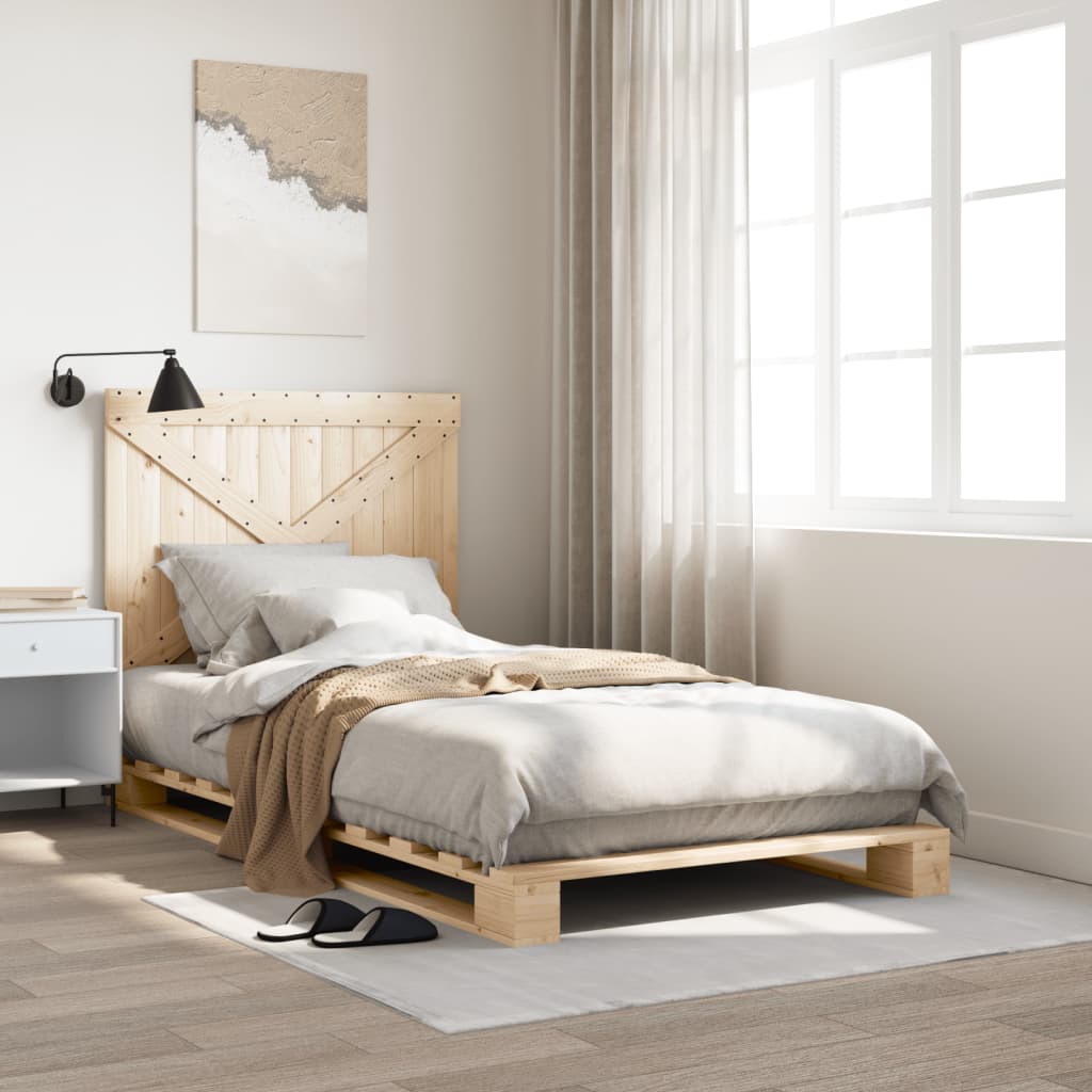 Bed Frame without Mattress with Headboard 100x200 cm Solid Wood