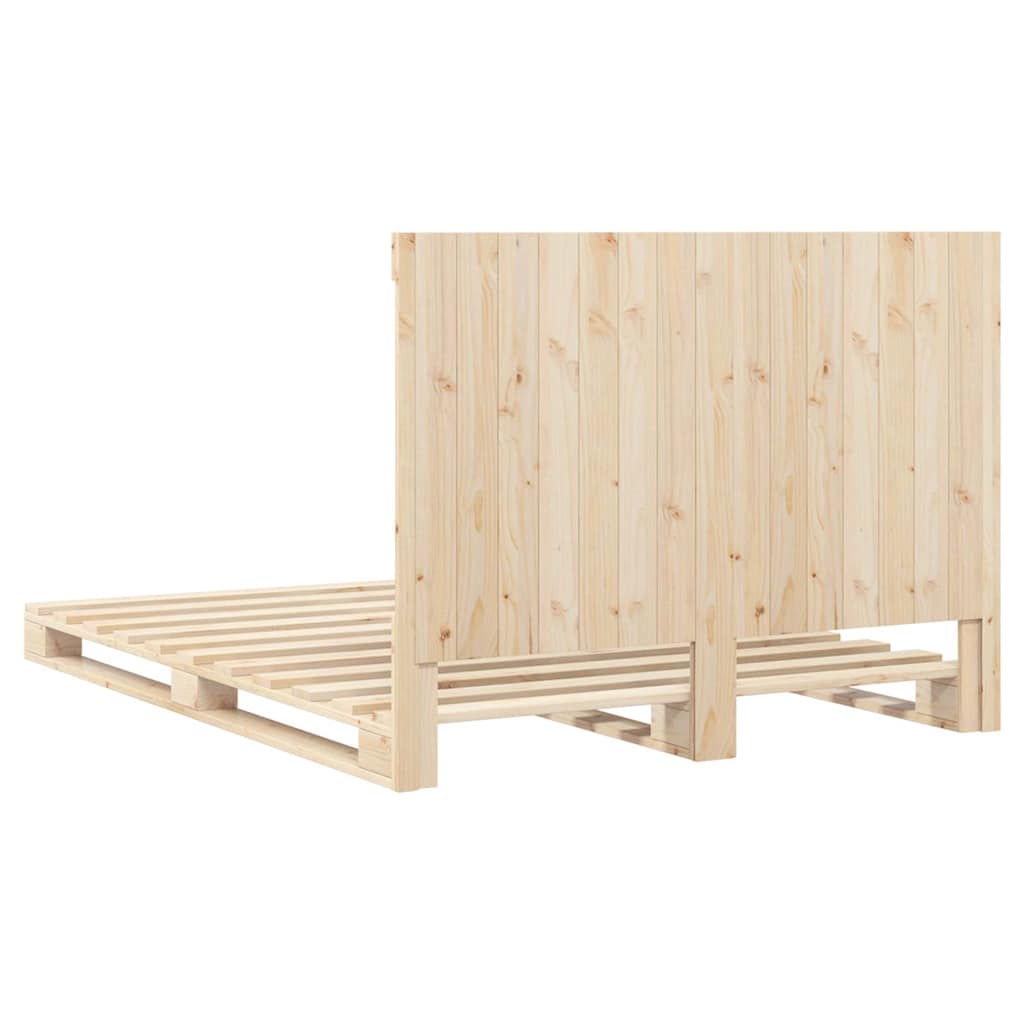 Bed Frame without Mattress with Headboard 140x200 cm Solid Wood