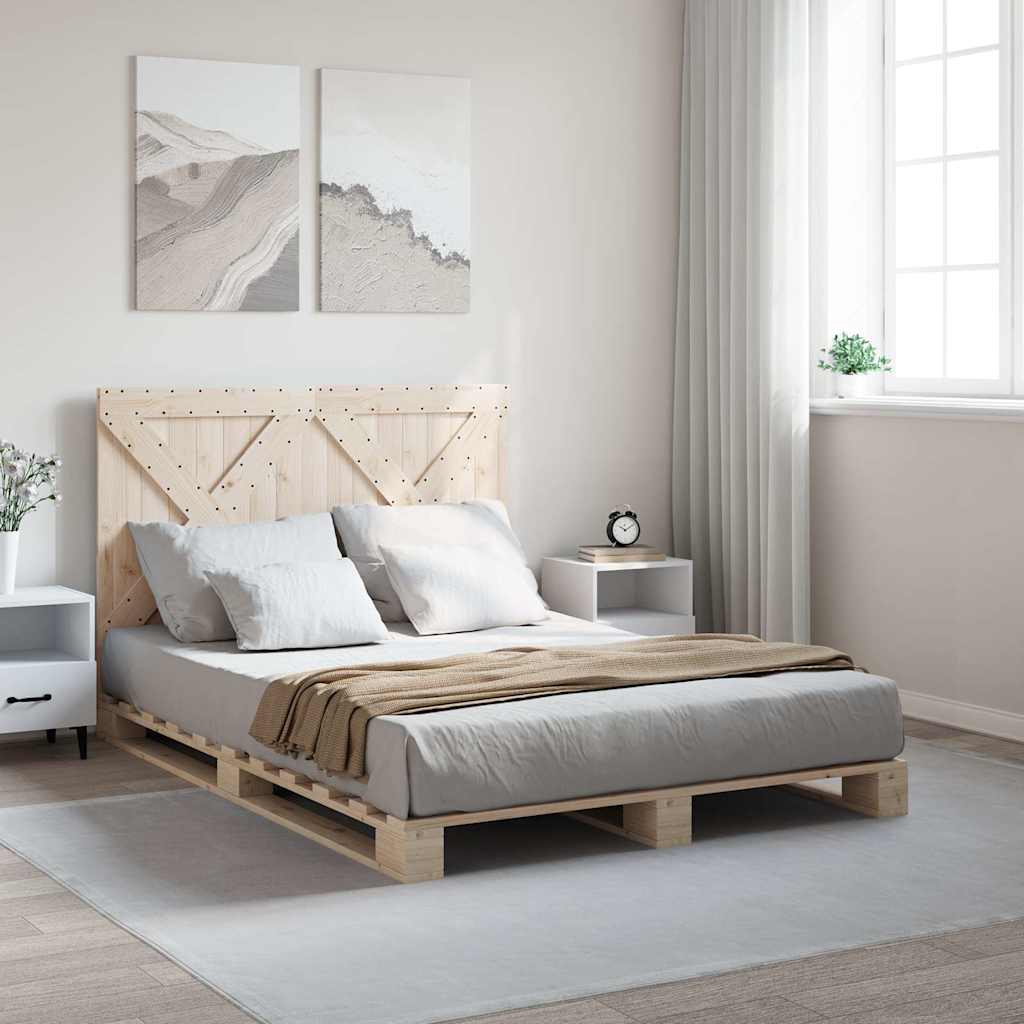 Bed Frame without Mattress with Headboard 140x200 cm Solid Wood