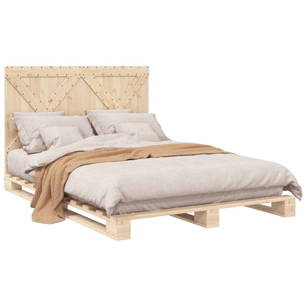 Bed Frame without Mattress with Headboard 160x200 cm Solid Wood