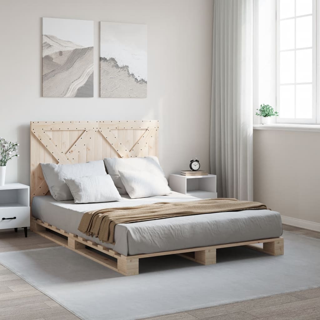 Bed Frame without Mattress with Headboard 160x200 cm Solid Wood