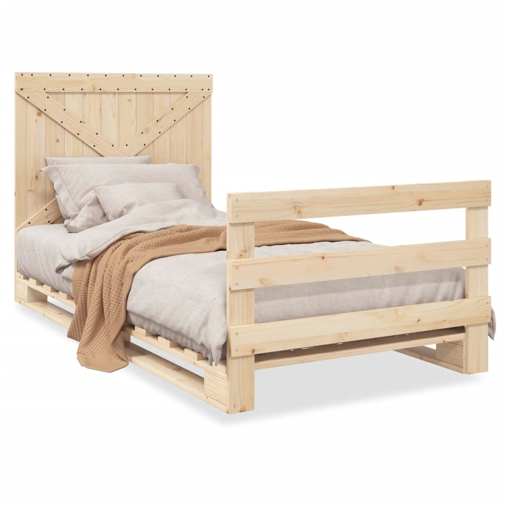 Bed Frame without Mattress with Headboard 100x200 cm Solid Wood