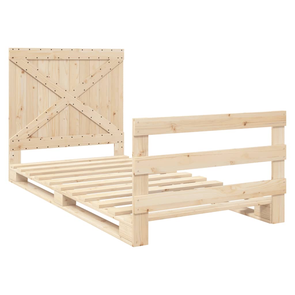 Bed Frame without Mattress with Headboard 100x200 cm Solid Wood