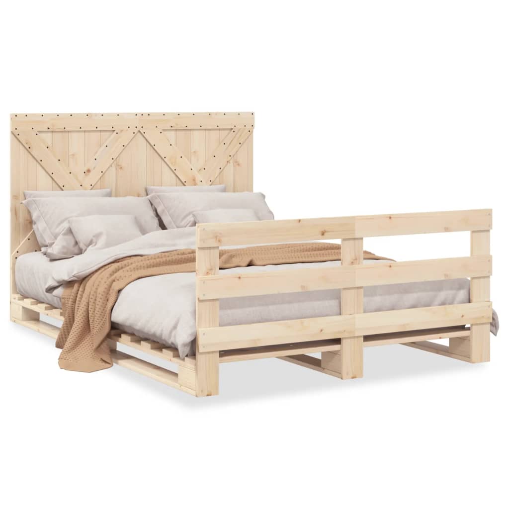 Bed Frame without Mattress with Headboard 160x200 cm Solid Wood
