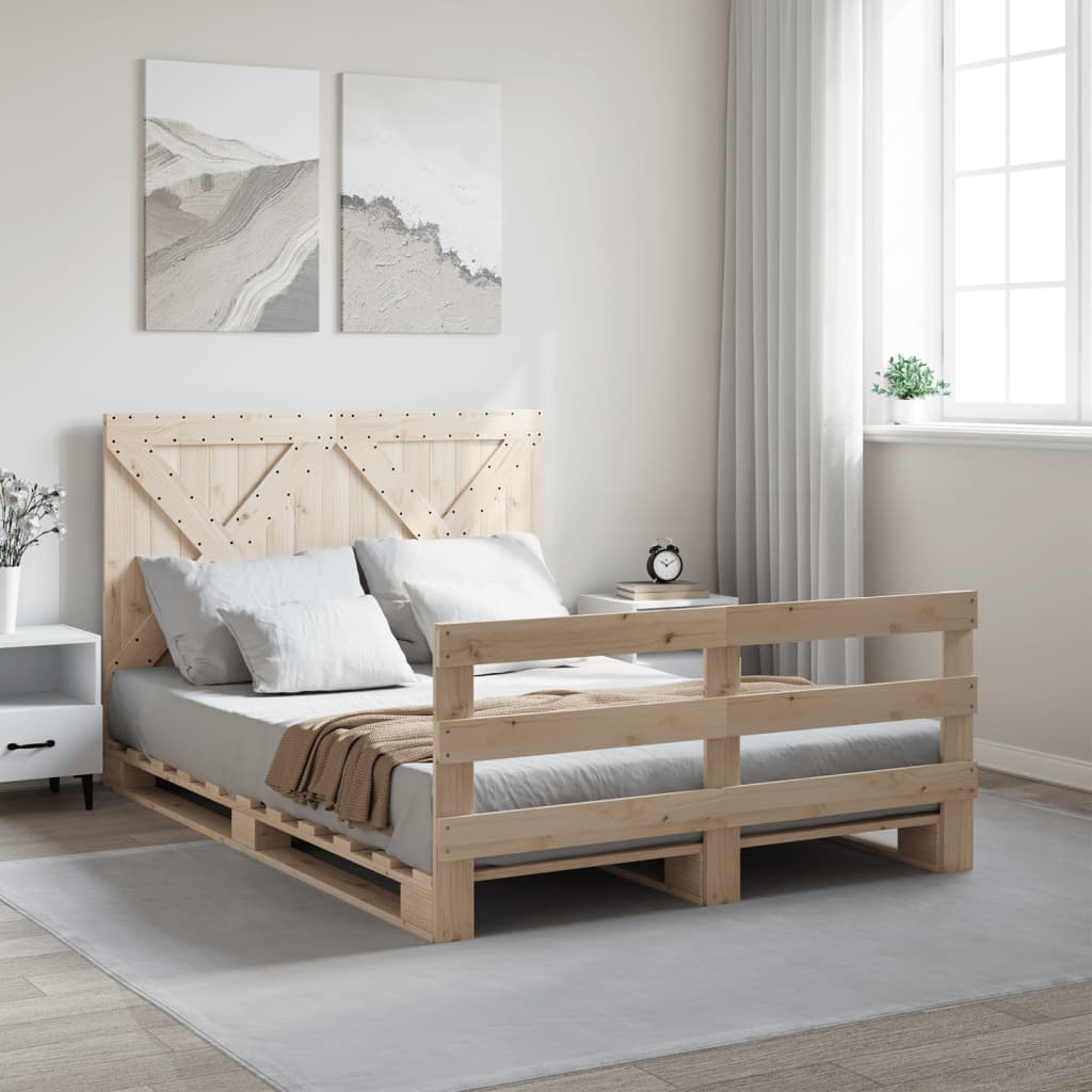 Bed Frame without Mattress with Headboard 160x200 cm Solid Wood