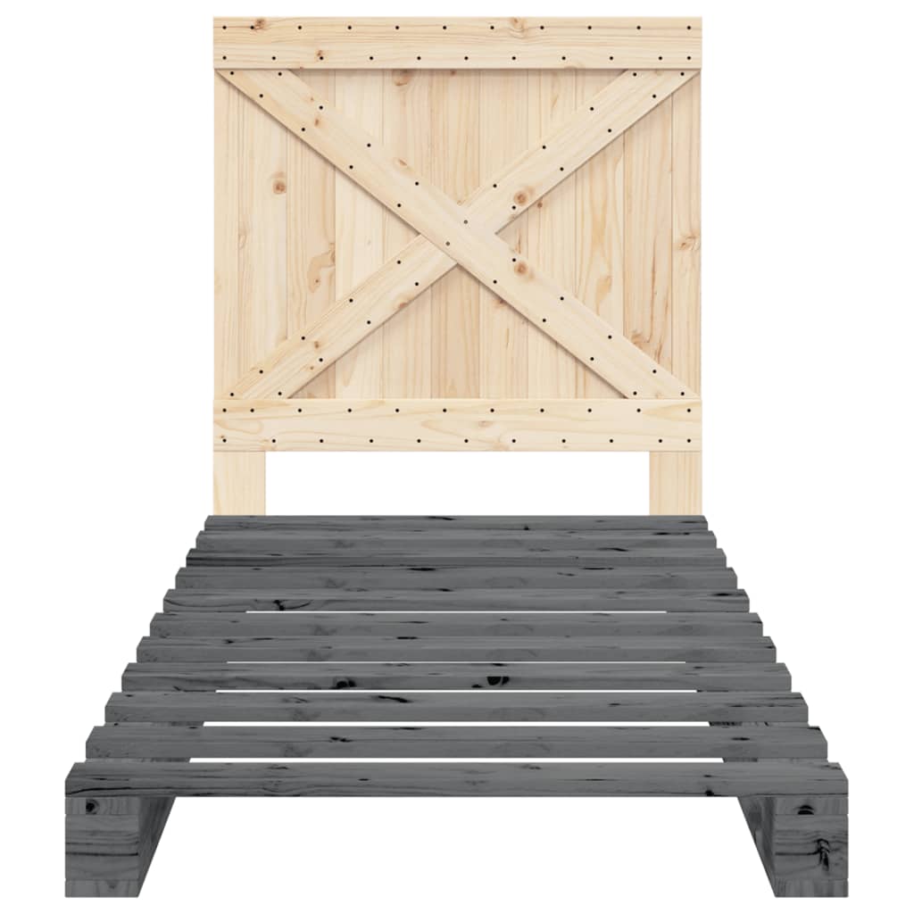 Bed Frame without Mattress  Grey 90x200 cm Solid Wood Pine