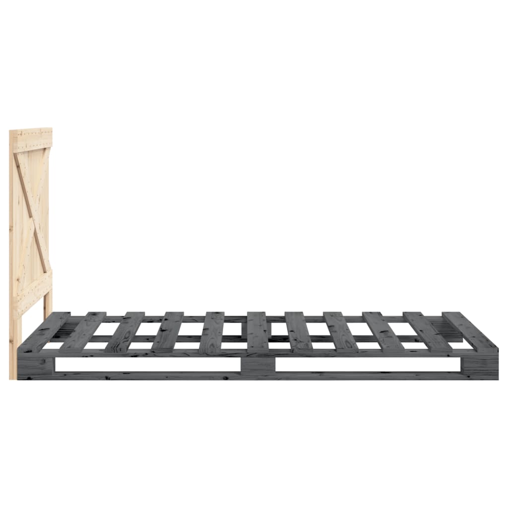 Bed Frame without Mattress  Grey 90x200 cm Solid Wood Pine