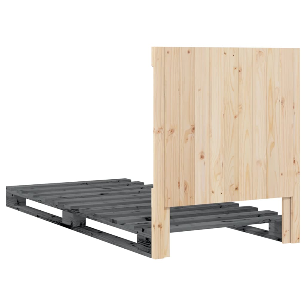 Bed Frame without Mattress  Grey 90x200 cm Solid Wood Pine