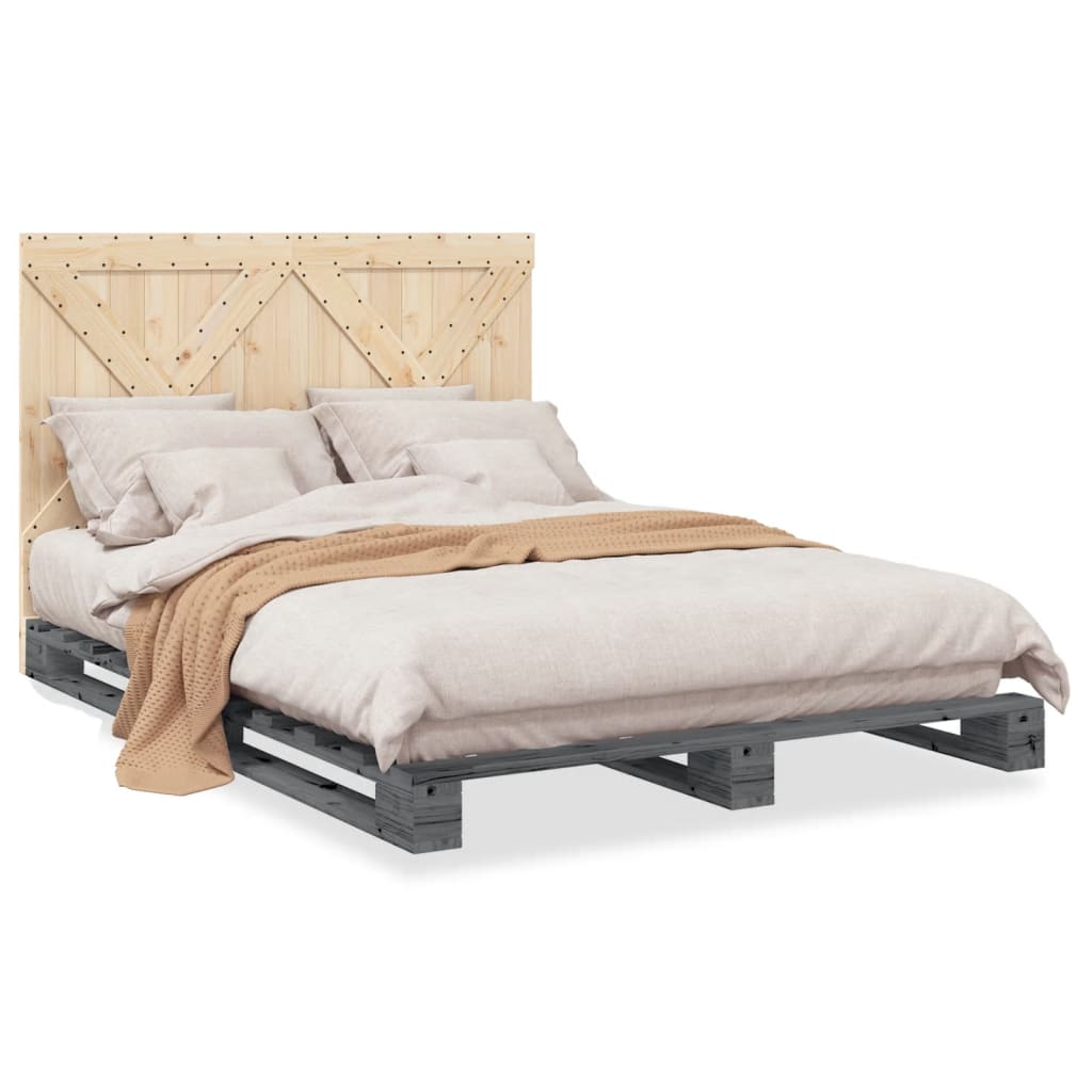 Bed Frame without Mattress  Grey 160x200 cm Solid Wood Pine