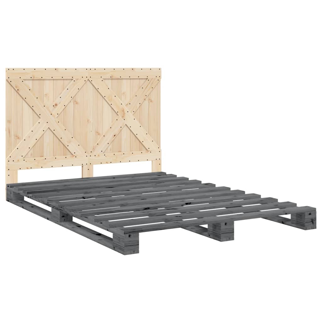 Bed Frame without Mattress  Grey 160x200 cm Solid Wood Pine