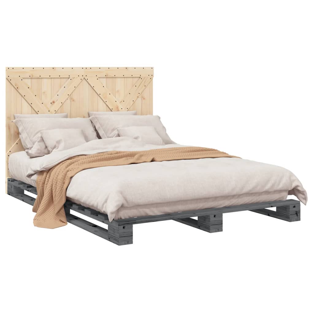 Bed Frame without Mattress  Grey 160x200 cm Solid Wood Pine