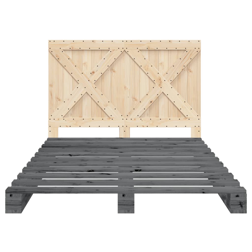Bed Frame without Mattress  Grey 160x200 cm Solid Wood Pine