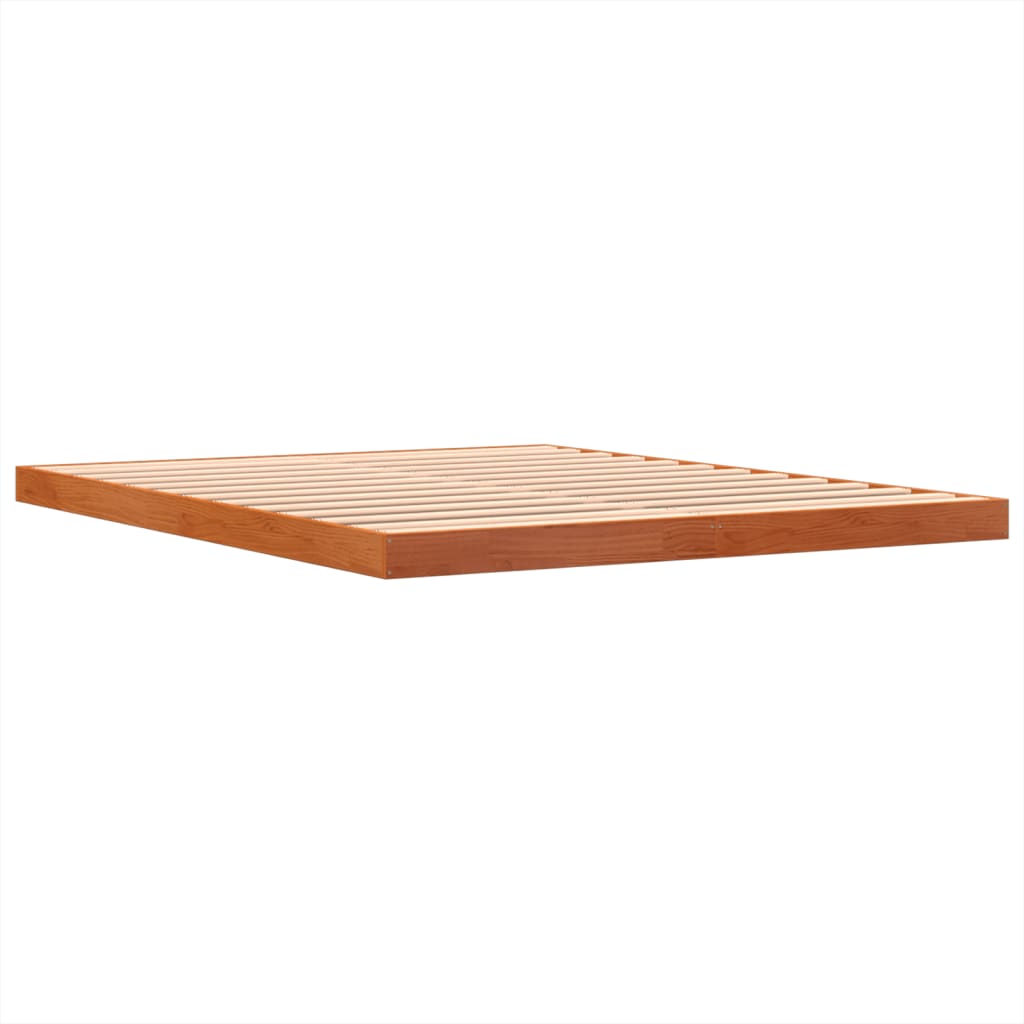 Bed Frame without Mattress Wax Brown 150x200 cm King Size Solid Wood Pine