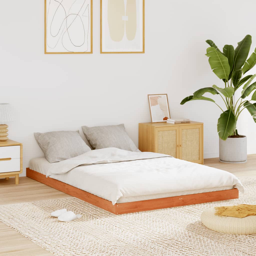 Bed Frame without Mattress Wax Brown 140x200 cm Solid Wood Pine