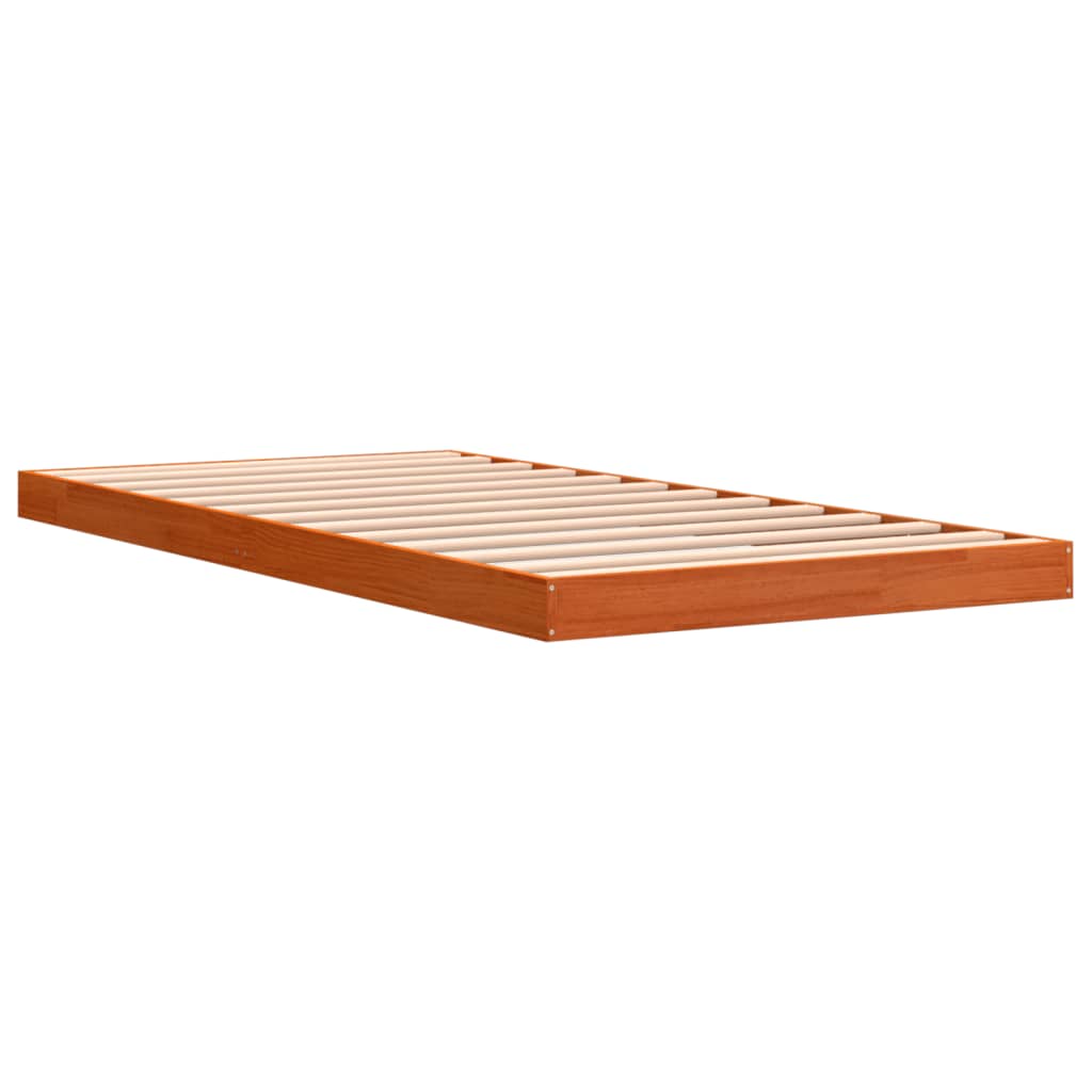 Bed Frame without Mattress Wax Brown 100x200 cm Solid Wood Pine