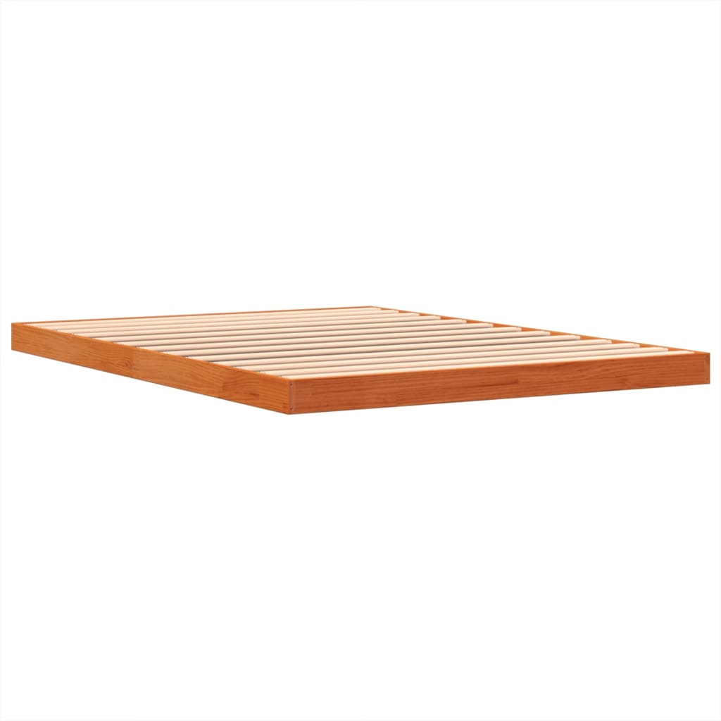 Bed Frame without Mattress Wax Brown 135x190 cm Double Solid Wood Pine