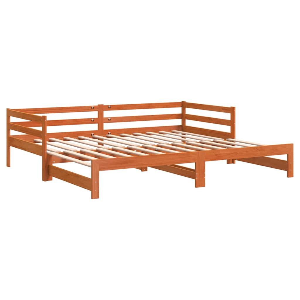 Daybed with Trundle without Mattress Wax Brown 90x190 cm Single Solid Wood