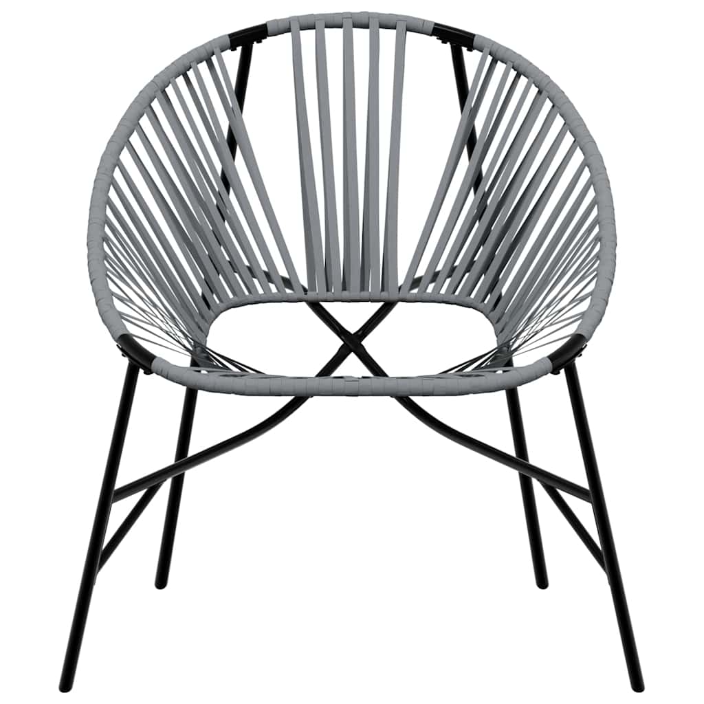 Garden Chair Set 3 pcs Black and Light Grey Poly Rattan