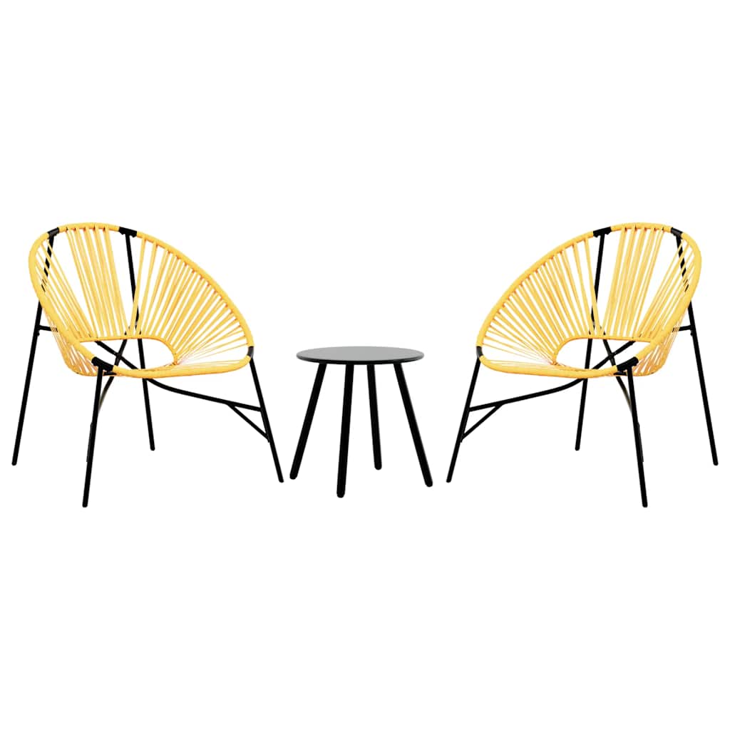 Garden Chair Set 3 pcs Black and Yellow Poly Rattan