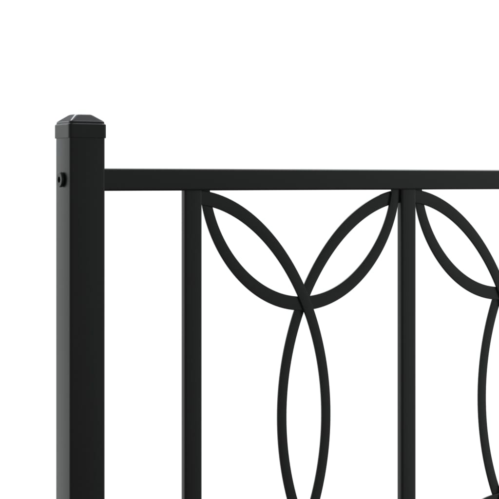 Metal Bed Frame without Mattress with Headboard Black 80x200cm