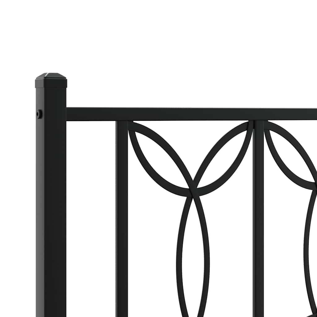 Metal Bed Frame without Mattress with Headboard Black 90x190cm