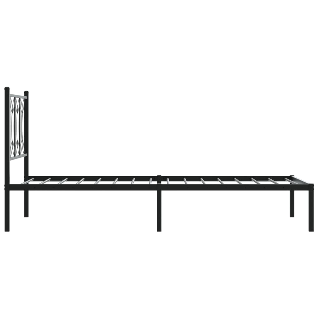 Metal Bed Frame without Mattress with Headboard Black 90x200cm