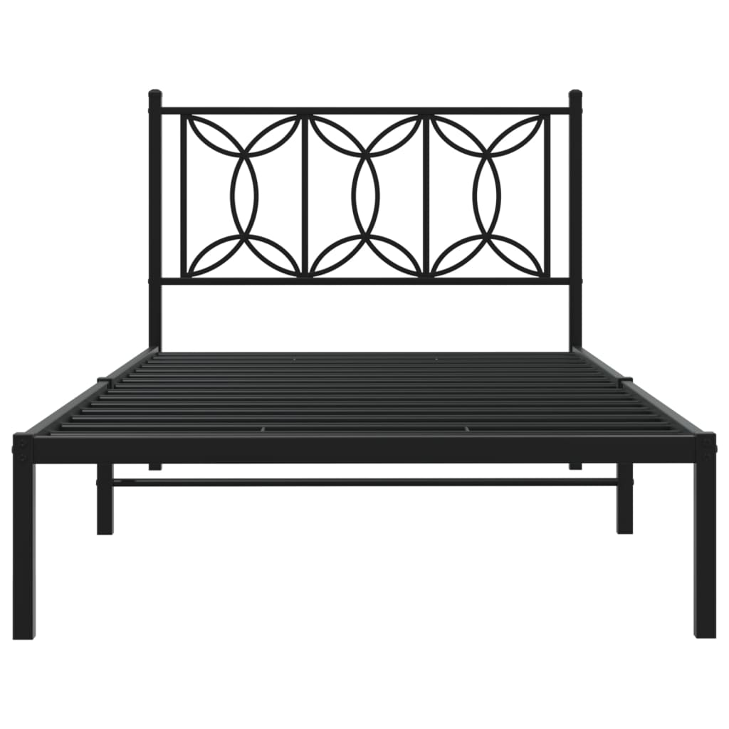 Metal Bed Frame without Mattress with Headboard Black 100x200cm