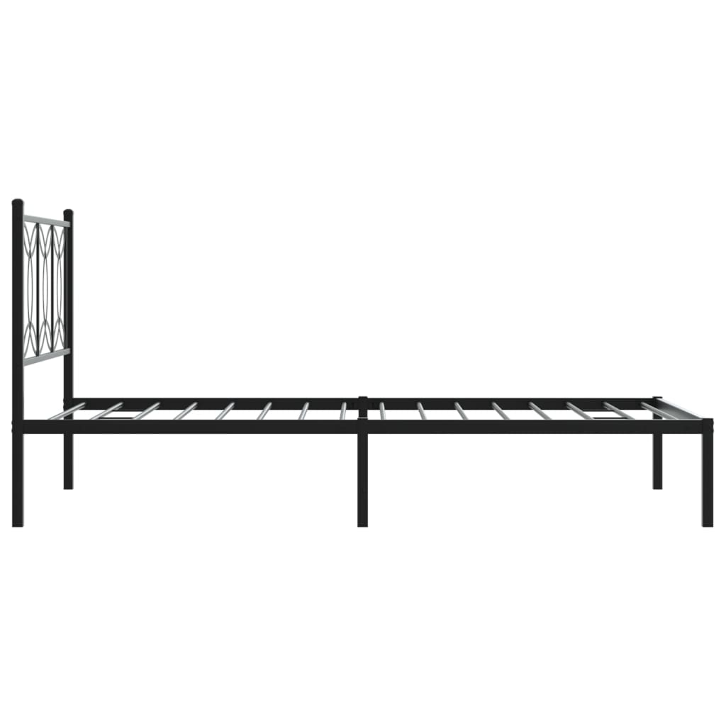 Metal Bed Frame without Mattress with Headboard Black 107x203cm