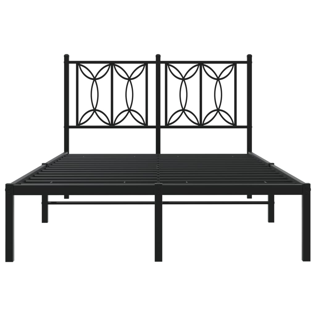 Metal Bed Frame without Mattress with Headboard Black 120x190cm