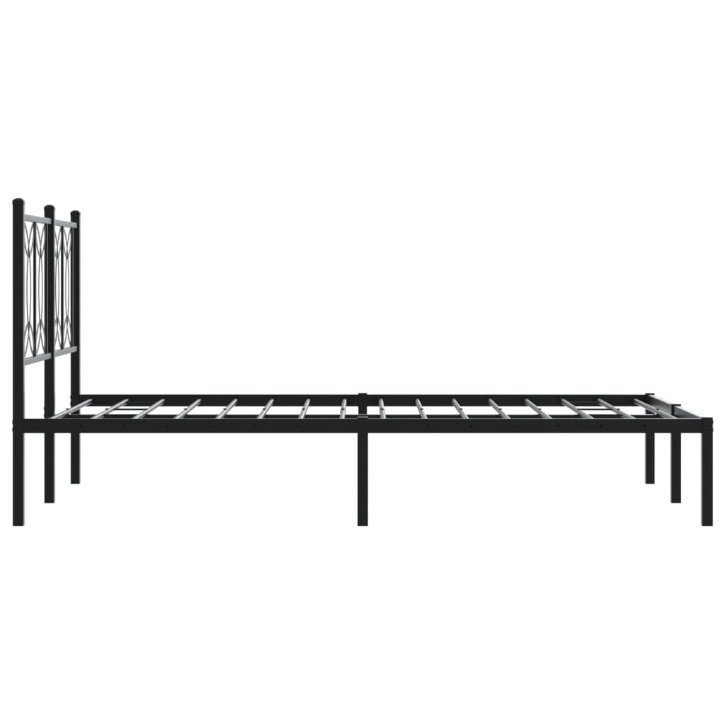 Metal Bed Frame without Mattress with Headboard Black 120x190cm