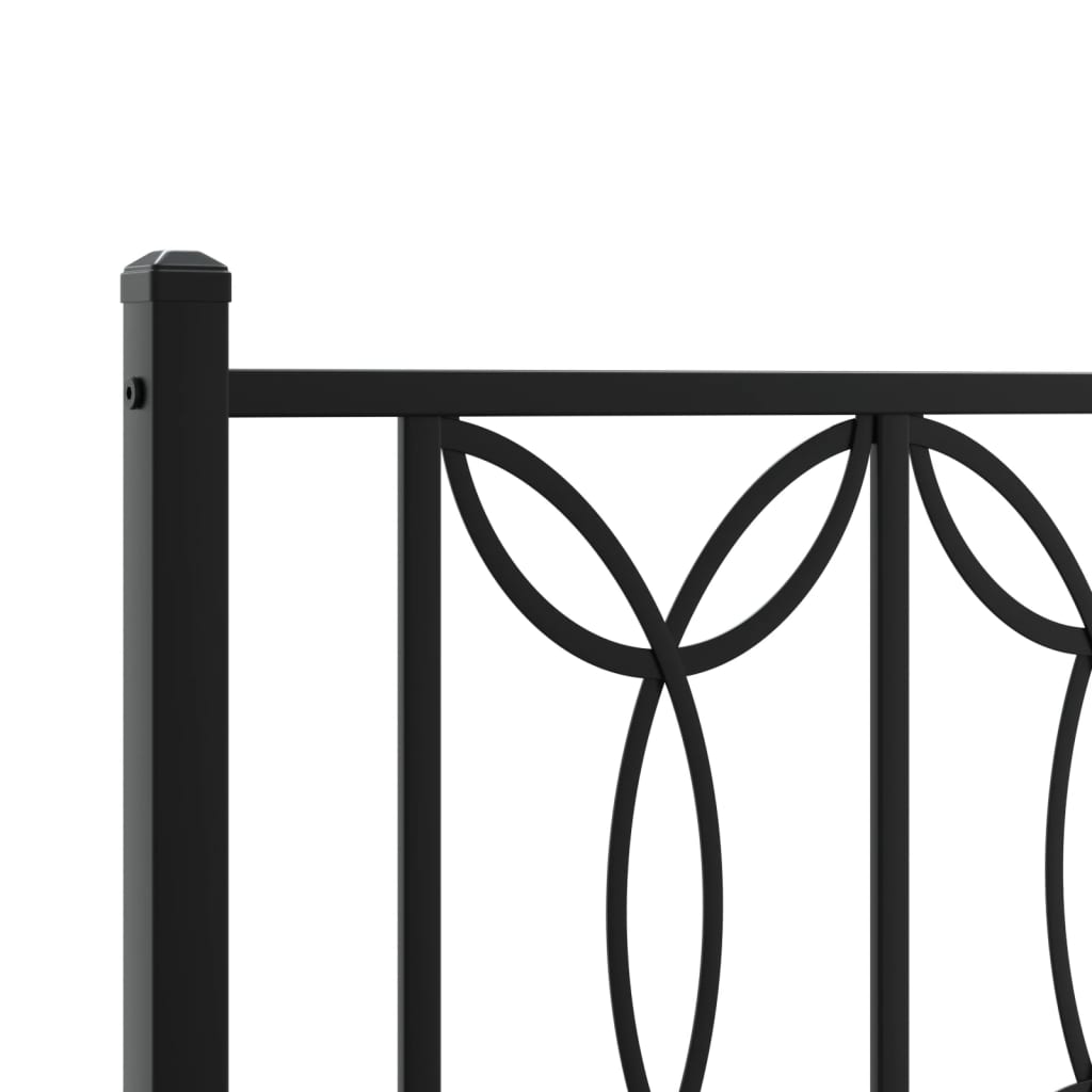 Metal Bed Frame without Mattress with Headboard Black 140x190cm