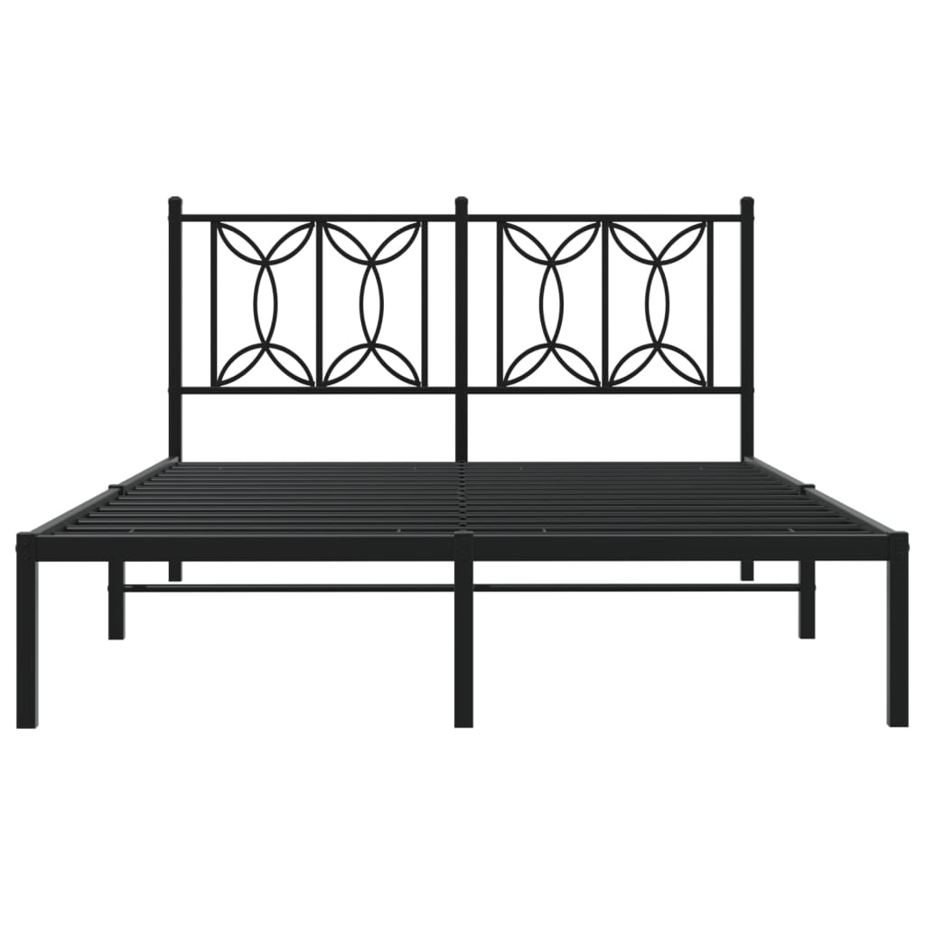 Metal Bed Frame without Mattress with Headboard Black 140x200cm