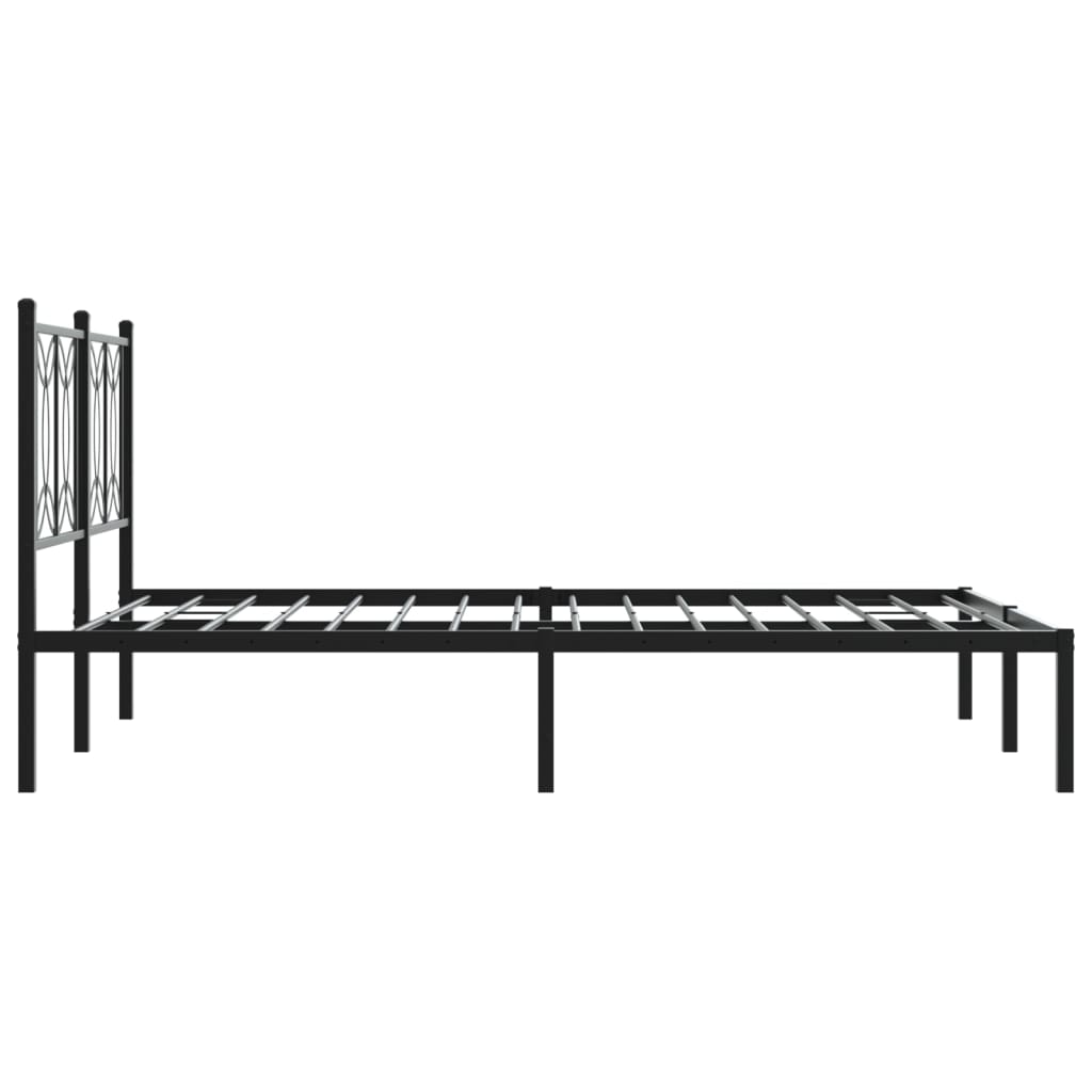 Metal Bed Frame without Mattress with Headboard Black 140x200cm
