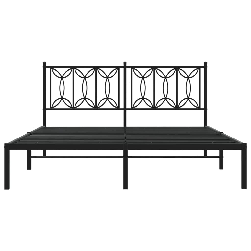 Metal Bed Frame without Mattress with Headboard Black 160x200cm