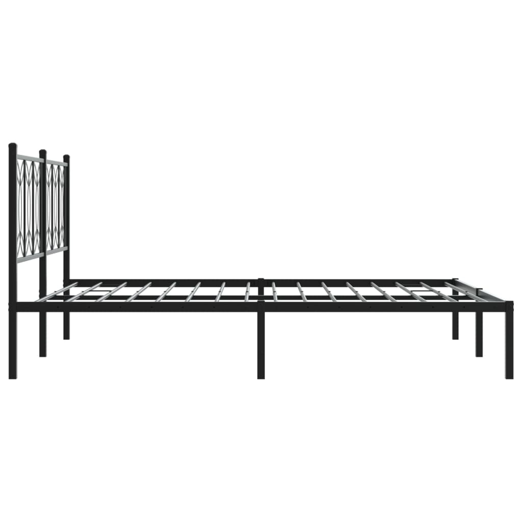 Metal Bed Frame without Mattress with Headboard Black 160x200cm