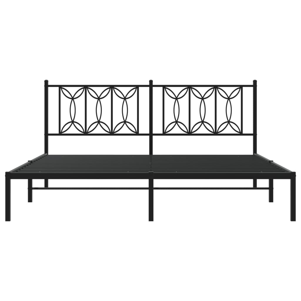 Metal Bed Frame without Mattress with Headboard Black 180x200cm