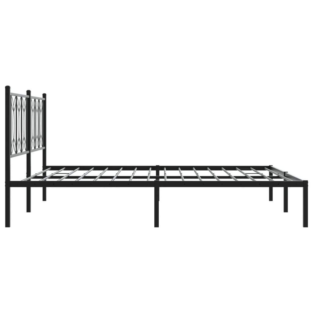 Metal Bed Frame without Mattress with Headboard Black 180x200cm