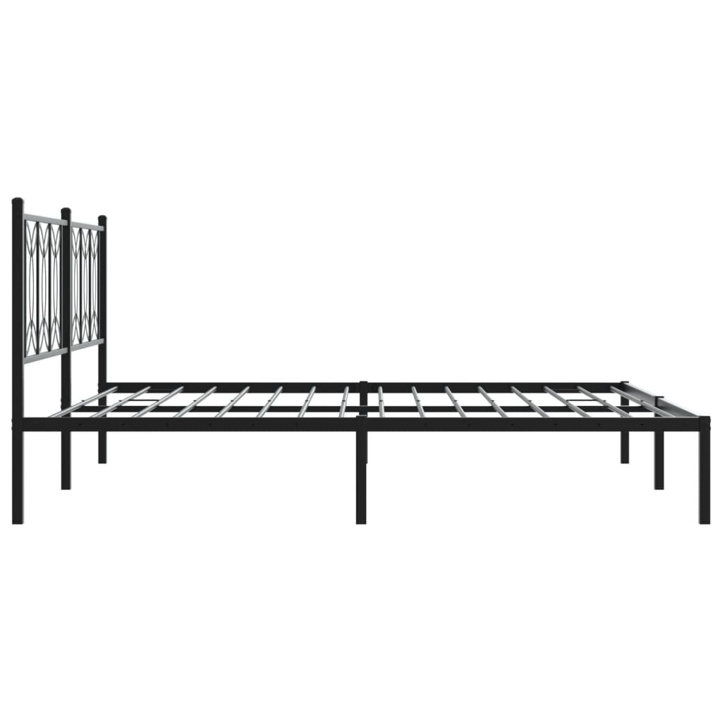 Metal Bed Frame without Mattress with Headboard Black 183x213cm