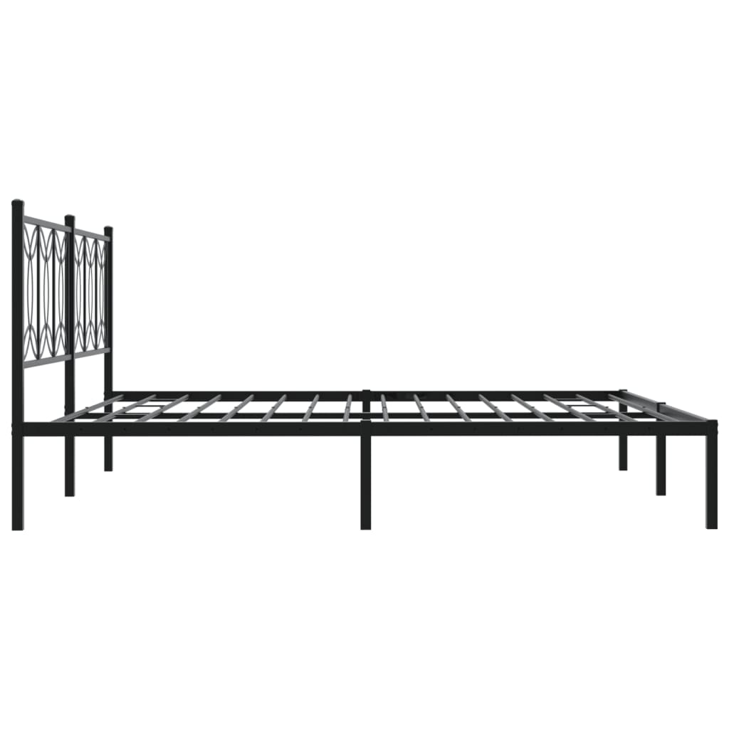 Metal Bed Frame without Mattress with Headboard Black 193x203cm